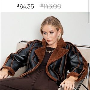 Nasty gal Aviator Coat Jacket Faux Fur L